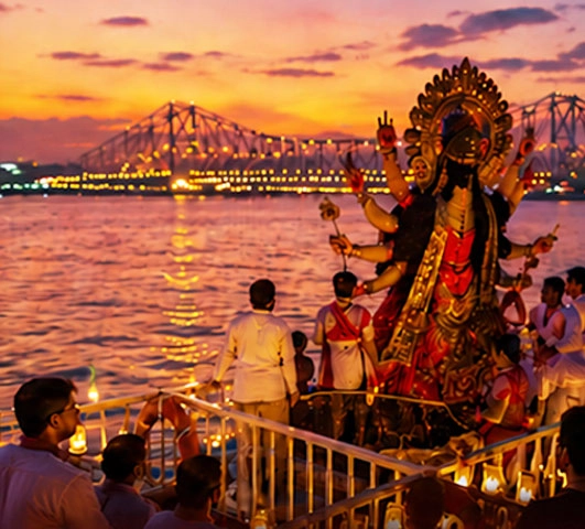 Festival artwork and decorated pandal