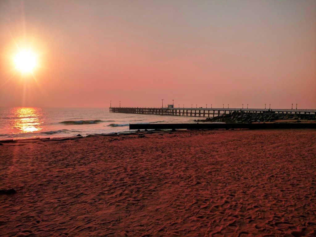 Sunset in Pondicherry beach