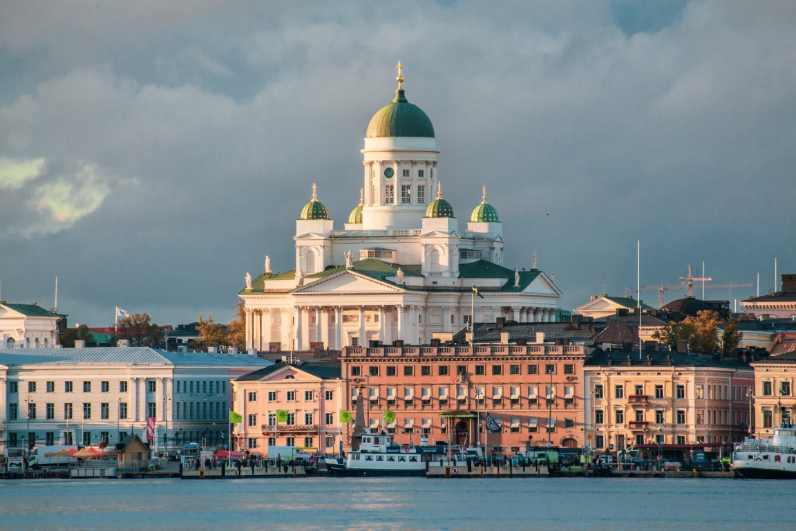 Helsinki Cathedral in Finland in Autumn Sunset