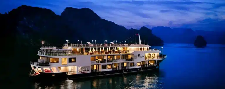 Cruise Ship at Night in Halong Bay